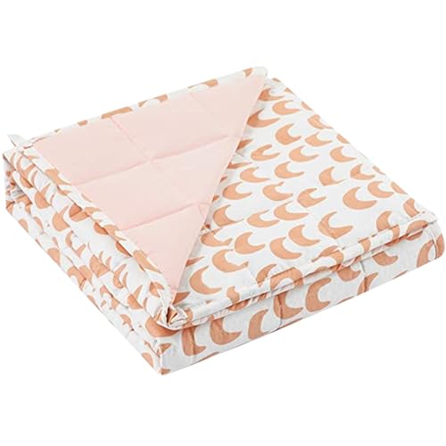 ZonLi Weighted Blanket for Adults (100% Cotton, 60"x80", 15lbs, Pink Moon) Queen Size High Breathability Cooling Heavy Blanket, Soft Material with Premium Glass Beads, All-Season, Easy Care