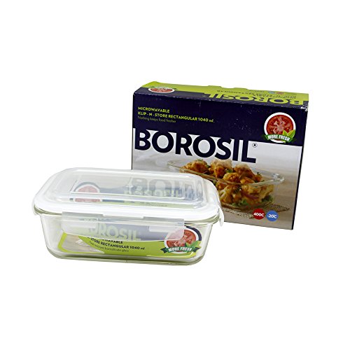 Borosil Klip N Store Glass Storage Containers For Kitchen With Air-Tight Lids, Microwave & Oven Safe, Rectangular, Set of 3 (1040 ml, 640 ml, 370 ml), Clear 3 Borosil Klip N Store Glass Storage Containers For Kitchen With Air-Tight Lids, Microwave & Oven Safe, Rectangular, Set of 3 (1040 ml, 640 ml, 370 ml), Clear - Image 3