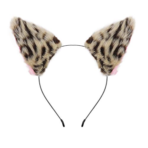 BAOBAO Women Girl Cat Fox Long Fur Ears Headband Party Cosplay Costume Hairband(Leopard) - //coolthings.us