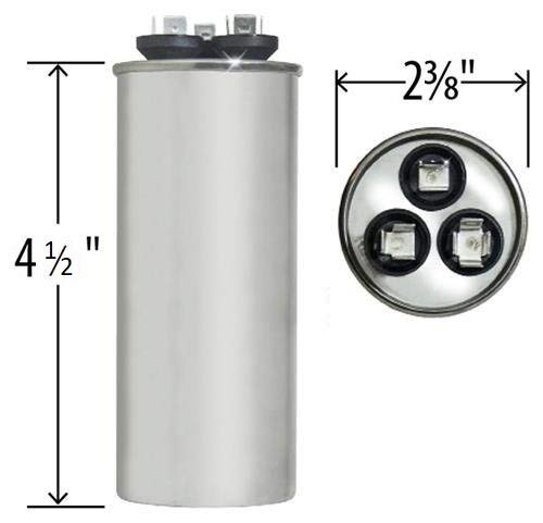 PowerWell 60+7.5 uf MFD 370 or 440 Volt Dual Run Round Capacitor PW-60/7.5R Condenser Straight Cool/Heat Pump Air Conditioner - Guaranteed to Last 5 Years