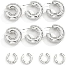 Chunky Hoop Earrings for Women Thick Open Hoops Earrings Hypoallergenic Chunky Gold Hoops Earrings Fashion Jewelry Gifts for Women