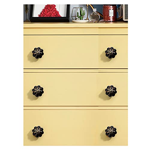 Kelier Ceramic Cabinet Knobs, [4 Pack] Vintage Sleek Pumpkin Door Pull Handles For Kitchen/Dresser Drawer/Cupboard/Wardrobe (Black, 4 Pieces) #TOP4