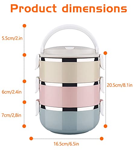Aosuyou 3 Layer Stainless Steel Leakproof Lunch Box, Portable Carry Hand Food Storage Container For Work Lunches, Picnic, Travel, Camping With Lunch Bag #TOP5