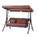 Sunjoy 3-Seat Striped Adjustable Tilt Canopy Wicker Metal Swing