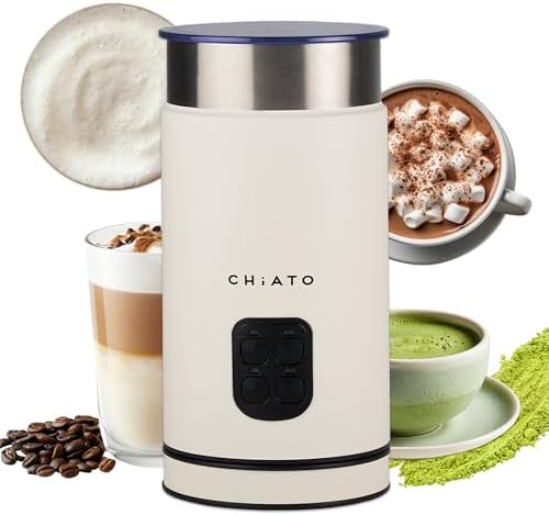CHiATO milkPLAY Milchaufschäumer Elektrisch & Milchschäumer - 4- in-1 Milk Frother, Milchkocher & Milchwärmer für Cold Foam, Matcha, Kakao & Latte Macchiato (White)