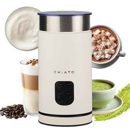 milkPLAY Milchaufschäumer Elektrisch & Milchschäumer - 4- in-1 Milk Frother, Milchkocher & Milchwärmer für Cold Foam, Matcha, Kakao & Latte Macchiato (White)
