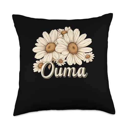 Floral Daisy Ouma Afrikaans Botanical Grandma Name Throw Pillow