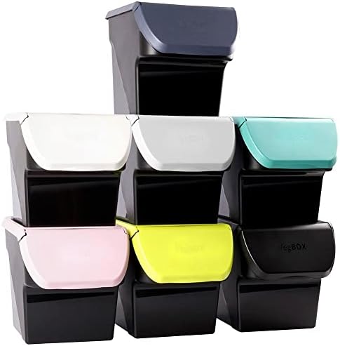 Vilde Storage Container, Storage Box, Food Storage Container for Vegetables, Fruits, Onions, Potatoes, Garlic, with Flap, Food-Safe, 13 L, Made in the EU (Black/Grey)