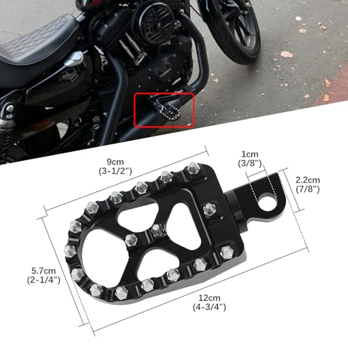 Image of DREAMIZER Wide Foot Pegs for Motorcycle,Black CNC MX Chopper Bobber Style Motorcycle Footpegs 360 Roating Front Rear Footrest Compatible with Harley Dyna Sportster Iron 883 and More