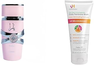 Lattafa Yara for Women Eau de Parfum Spray, 3.40 Ounce Bundle with vH essentials Feminine Wash, Tea Tree Oil & Prebiotic, 6 Fl Oz