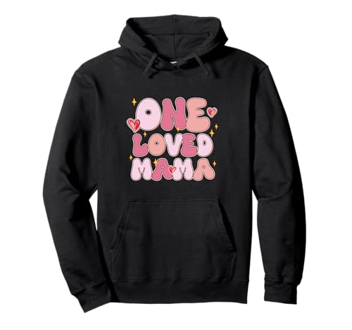 One Loved Mama Camisa Retro Groovy Rosa Valentine Love Mom Sudadera con Capucha