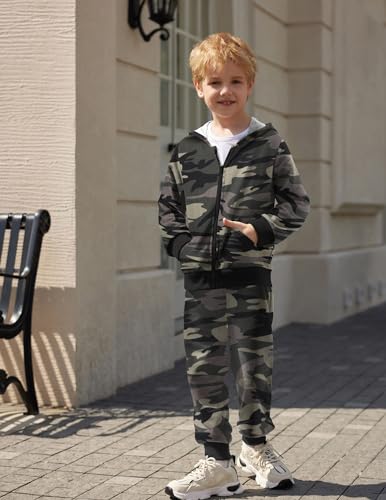 Boyoo Boys' 2 Piece Athletic Tracksuit Jogging Sets Outfit Sweatsuit Zip Up Hoodie and Active Pants for Kids 5-14 Years2