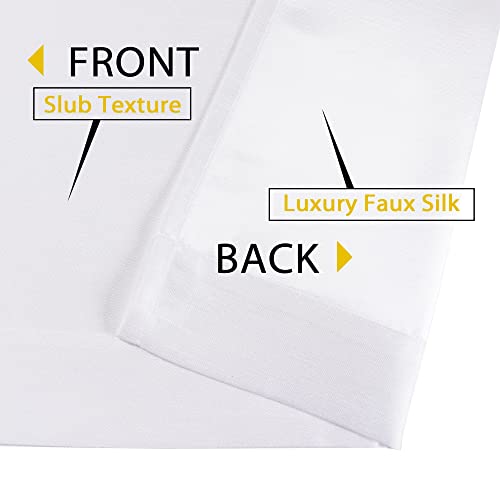 Chyhomenyc Uptown Faux Silk Living Room Window Curtains, 2 Panels Solid Slub Textured White Curtains 84 Inches Long, Luxury Classic Light Filtering Rod Pocket Bedroom Curtains & Drapes, 42" Wx84 L #TOP5