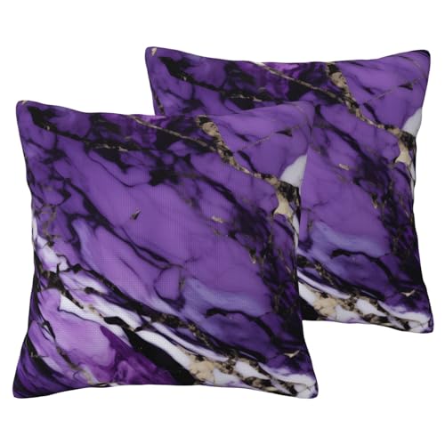 Housse de coussin violette marbrée 61x61 cm lot de 2 pour canapé