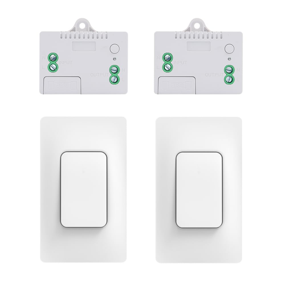 Cerhot US Self Powered Wireless Light Switch Kit Remote Light Switches Wireless No Wiring No Battery Kinetic Light Switch Wireless Radio Wall Switches For Home Lighting (US 1Gang 2V2 A） — image 1