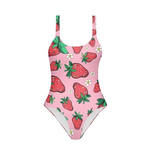 Image of One Piece Bathing Suit for Girl Kids Cute Beach Sport Swimwear U Back Scoop Neck Summer Swimming Pool Beachwear