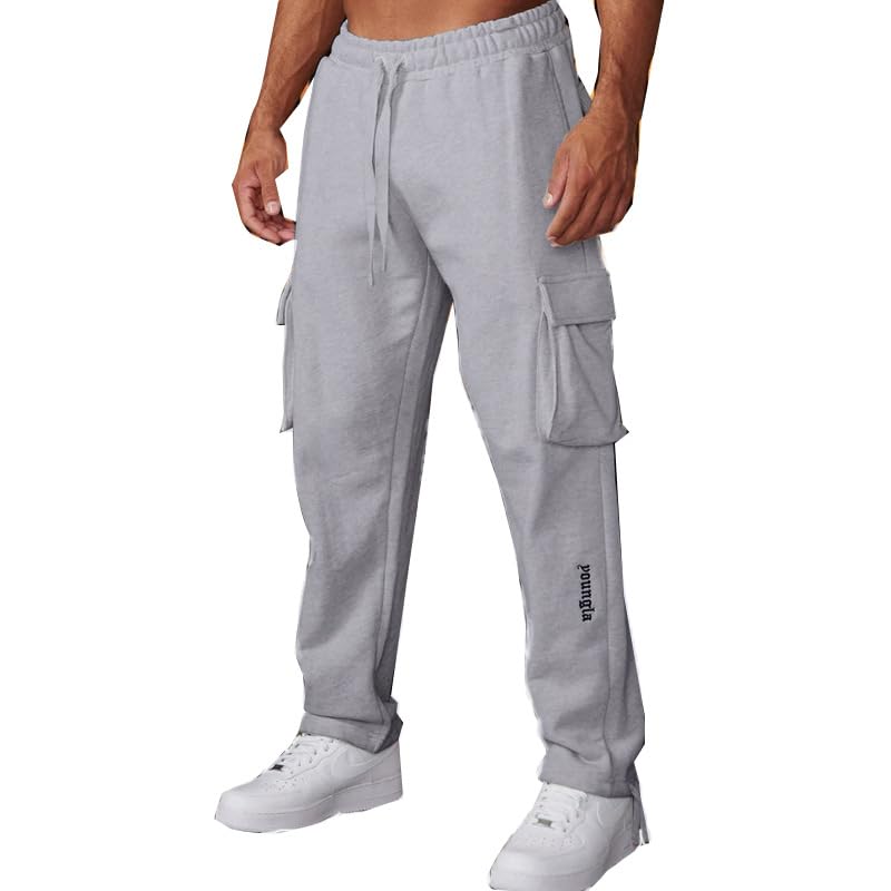 Men's Cargo Joggers Pants Fall Drawstring Casual Baggy Sweatpants Men with Multiple Pockets
