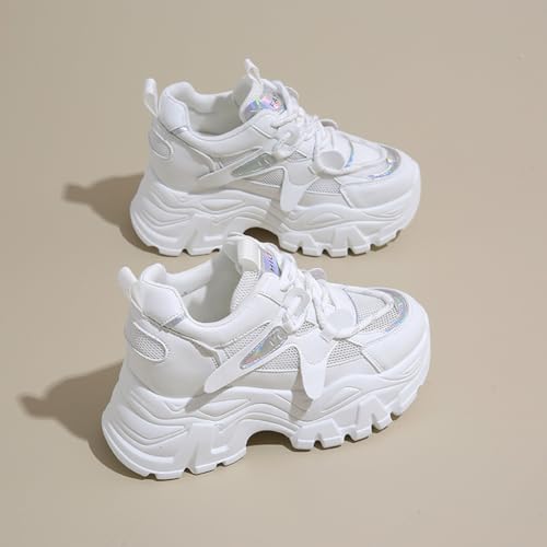 YAXE Women Platform Chunky Walking Shoes Comfortable Non Slip Lightweight Lace-Up Fashion Dad Sneakers4