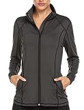 ADOME Damen Laufjacke Sportjacke Langarm Jacke Sweatjacke fuer Yoga Fitness Schwarz L