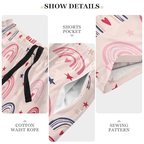 Men's Pajama Shorts Rainbow Star Pink Athletic Pajama Sleep Bottoms with Pockets 23041644