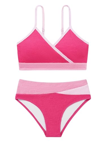 Image of Girl's 2 Piece Swimsuit Solid Spaghetti Strap Bikini Sets Beach Bathing Suit Swimwear for Teen Girls