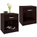 Produktbild Deuba Nachttisch 2er Set Schublade mit Griff Dunkelbraun 50 x 40 x 35 cm Holz Nachtkommode Nachtkonsole Nachtschrank