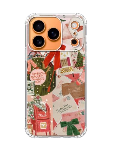 SVNICFYA Christmas Holiday Phone Case for iPhone 17 Pro, Pink Coquette Bow Postcard Collage Cover for iPhone 17 Pro, Soft TPU Shockproof Case