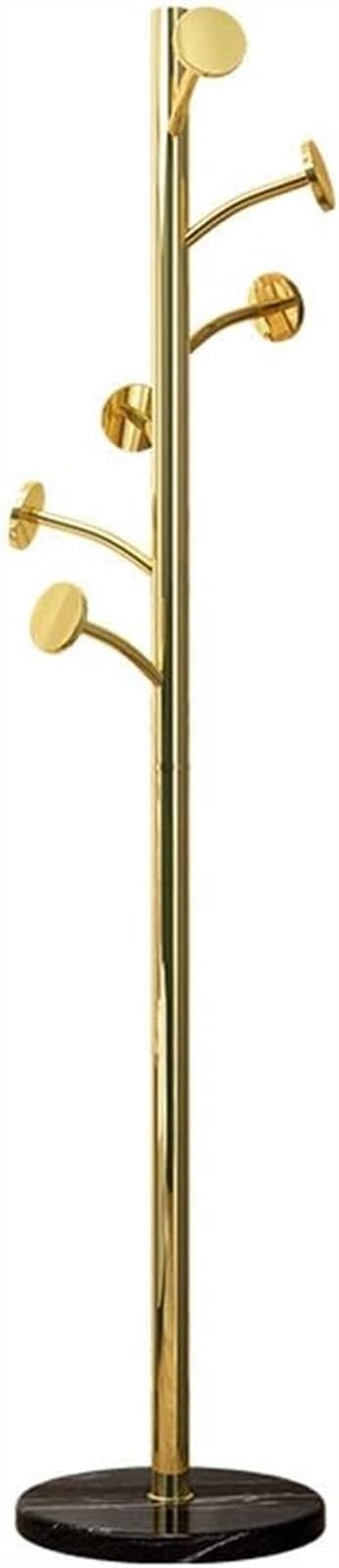KIJyfgTR Coat Rack Metal Coat Rack, Heavy Duty, Free Standing Coat Stand Hallway/Entryway Coat Hanger With 6 Hooks, Round Base(A)