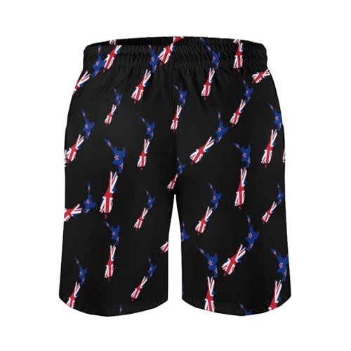 New Zea-Lands Flag Map Mens Swim Trunks Quick Dry Beach Swimming Shorts with Mesh Lining and Pockets4