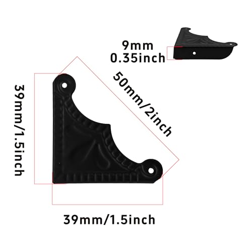 Image of 12Pcs Decorative Metal Box Corner Guard Protectors, 1.5 inch x 1.5 inch Antique Black Edge Covers for Furniture, Jewelry Boxes, Cabinets