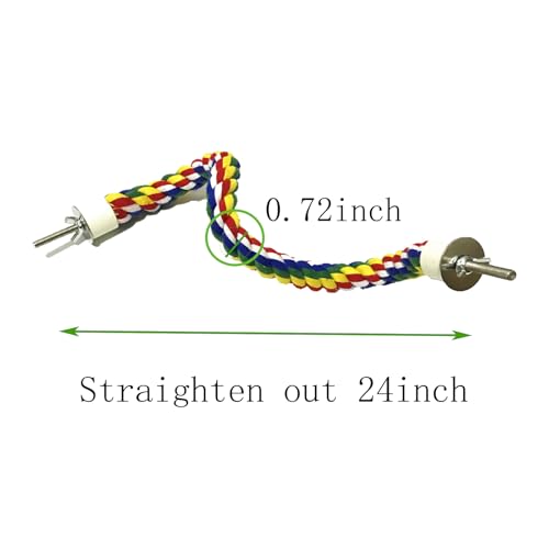 TogyGooty Bird Rope Perch & Birds Swing Set - Bird cage Accessories, Rope perches for Conures, Parrots,Cockatiel,Lovebird,Budgerigar,Parakeet perches for cage,Birds perches - Image 8