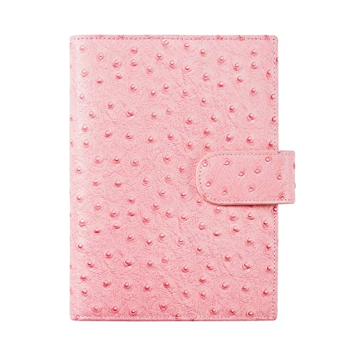 Smartfee B6 Planner Cover With Zipper And Big Back Pocket, Ostrich Print Leather（Ostrich Pink) #TOP1