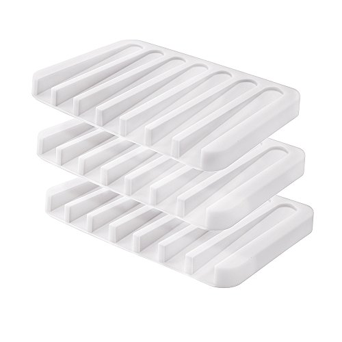 Soap Dish Shower with Drain Soap Holder Waterfall Soap Tray Soap Saver for Bathroom, Kitchen, Counter Top, Keep Dry Clean, Easy Cleaning, Flexible Silicone-3 Packs