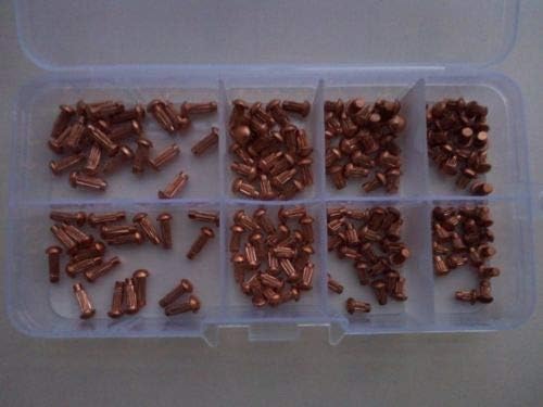 Generic 160pcs M2.5 M3 Brass Round Head Rivets Knurled Copper Rivet Riveting Assortment