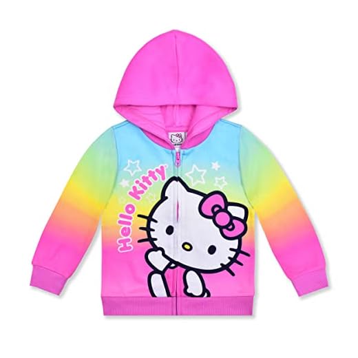 Hello Kitty Girls’ Zip-Up Hoodie for Infant, Toddler, Little and Big Kids – Multicolor