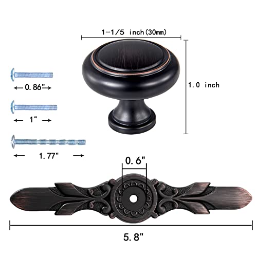 Ycsj 10 Pack Cabinet Knobs & Plates Oil-Rubbed Bronze For Cabinets And Drawers,Bronze Knobs And Plates For Kitchen Cabinets,Oil-Rubbed Bronze 1-1/5" Knobs And 5-4/5" Plates For Dresser Drawers #TOP1