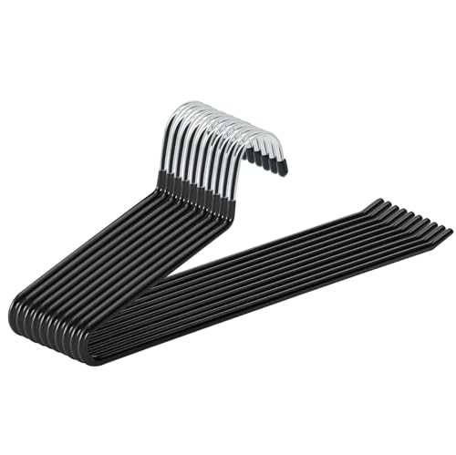 ABHENG Hosenbügel aus Metall, 10er-Pack, Kleiderbügel für Hosen mit offenen Enden, platzsparend, rutschfest, einfaches Aufhängen, 38B x 13H cm, Schwarz,AIY0510B