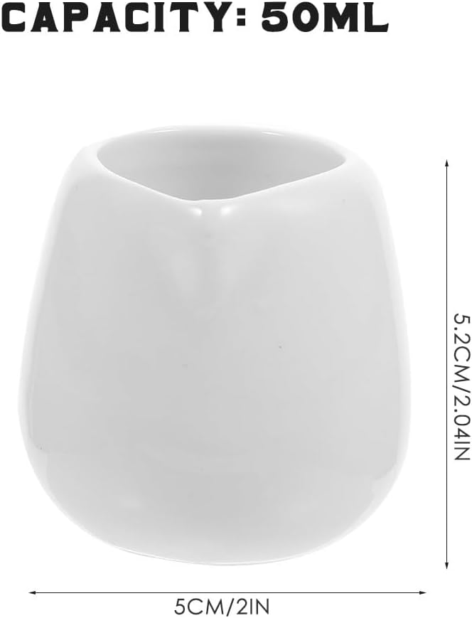 4 Piece Ceramic Milk Gravy Boat Set with Spout, 50ml White