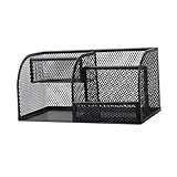 Veemoon Metall Schreibtisch Organizer mit Fächern Multifunktionaler Stiftehalter aus Hochwertigem Eisen Moderner Schwarzer Büro Tischorganizer für Zuhause und Büro Praktischer