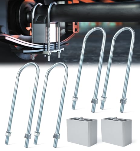 Lupar Universal Leaf Spring Lowering Block Kit, Heavy Duty Steel Lowering Block Kit, 4 Inch