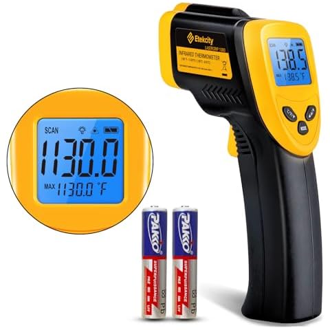 Etekcity Infrared Thermometer Laser Temperature Gun 1080, -58°F~ 1130°F for Meat Food Candy Pizza Oven, Heat Gun for Cooking, Kitchen, Fridge, Reptile, BBQ, HAVC, Adjustable Emissivity & Max Measure Cover