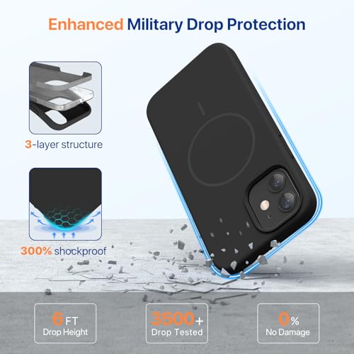 Image of Miracase Magnetic for iPhone 12 Case /iPhone 12 Pro Case, [Soft Anti-Scratch Microfiber Lining], Compatible with MagSafe, Liquid Silicone Shockproof Drop Protection Phone Case for 12 /12 Pro,Black