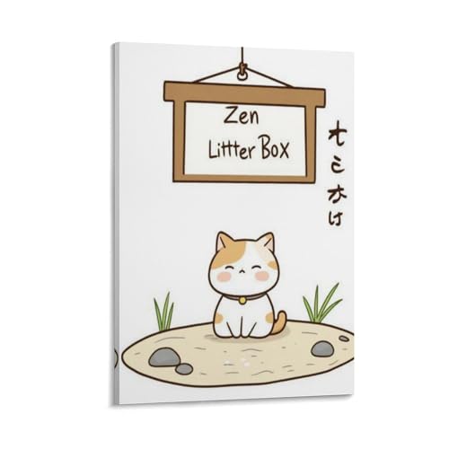 Poster sur toile chat zen tableau mural moderne chambre salon 40x60cm