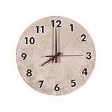 Klobvtt Reloj De Pared De Piedra Wabi Sabi Aplique De Pared LED Lámpara De Pared De Reloj Redondo Con Manecillas De Madera Reloj, Apliques Art Deco For Sala De Estar Oficina(3000K)