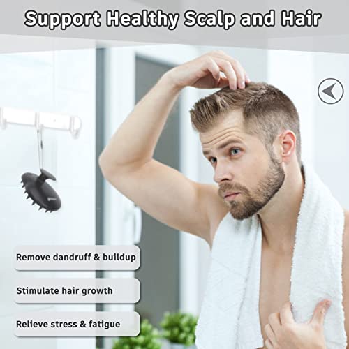 Freatech 100% Silicone Hair Scalp Massager Shampoo Brush For Scalp Care And Hair Growth, Waterproof Shower Hair Scrubber Scalp Exfoliator For Dandruff And Buildup, Sturdy And Hygienic, Black #TOP5