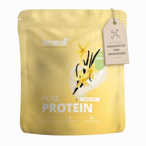 Protein Pulver Vegan - 100% pflanzlich mit hohem Eiweißgehalt - 1000g Vanille Vegan Premium Protein by brandl® -Ohne Sucralose, Acesulfam K & Aspartam - 30g hochwertiges Pure Proteinpulver pro Portion
