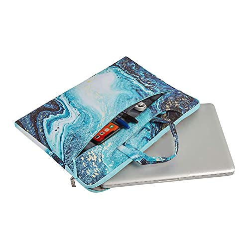 MOSISO Laptop Shoulder Bag Compatible with MacBook Air/Pro, 13-13.3 inch Notebook, Compatible with MacBook Pro 14 M4 M3 M2 M1 2025-2021, Creative Wave Marble Carrying Briefcase Handbag Sleeve Case2
