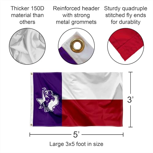 Tarleton State Texans State of Texas 3 ft x 5 ft Flag by College Flags & Banners Co. - Used condition - Image 2