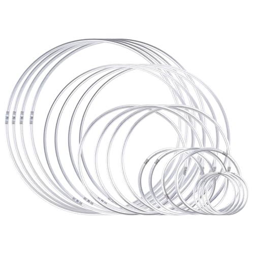 Rtxbvg 20 Piezas de Metal AtrapasueñOs Anillos Aros Anillos de Plata Artesanales de Acero para Manualidades, Macramé Proyectos de Bricolaje en 5 TamañOs