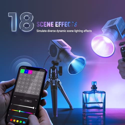 Image of NEEWER HS60C Pro 60W Portable RGB LED Video Light, APP DMX /Panel Control /Custom Effects /Light Group 8700Lx /1m 2700-6500K CRI97+ COB Continuous Output Lighting for Video Recording Studio Photography